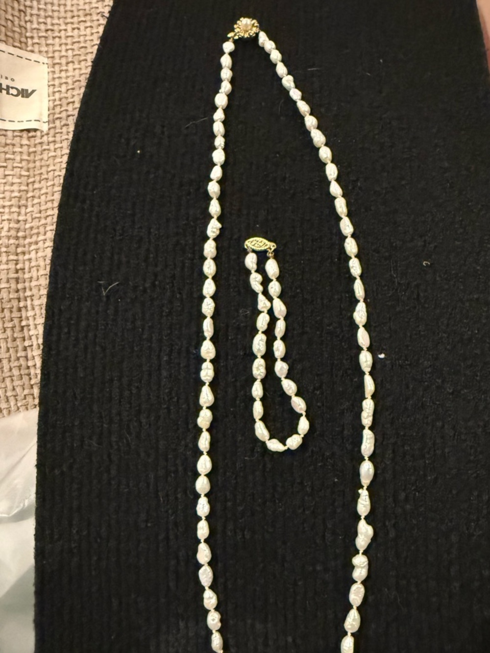 Vintage Estate 24 In Baroque Pearl 14k Necklace & 7.5 In 14k Bracelet Set